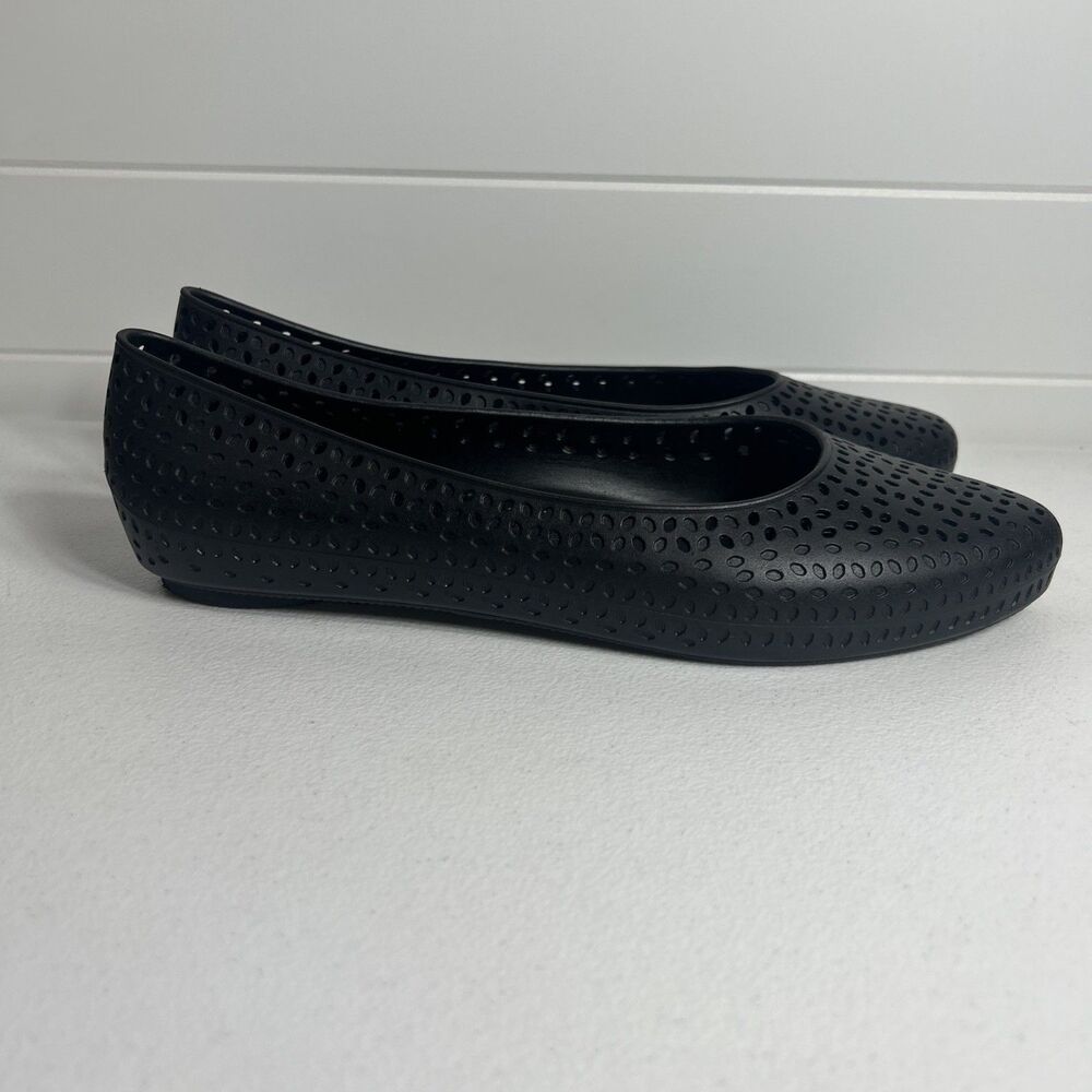 Okabashi Womens Shoes Sz 10 Black Samantha Ballet Flats Slip On Laser Cut Jelly